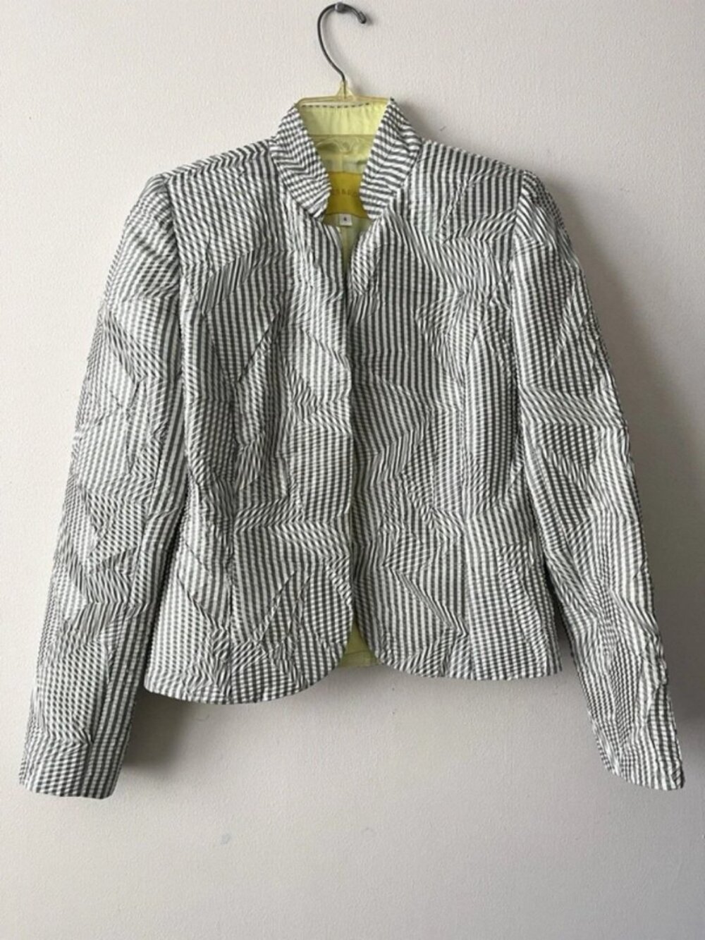 Pinstripe Textured Blazer Jacket Womens 4 Lightweight Spring Cropped